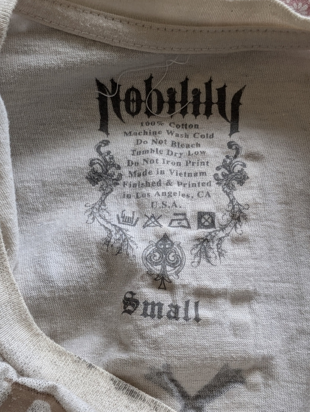 Nobility Graphic Crewneck T-Shirt in White Men's S Bikercore Streetwear Grunge - Picture 5 of 5